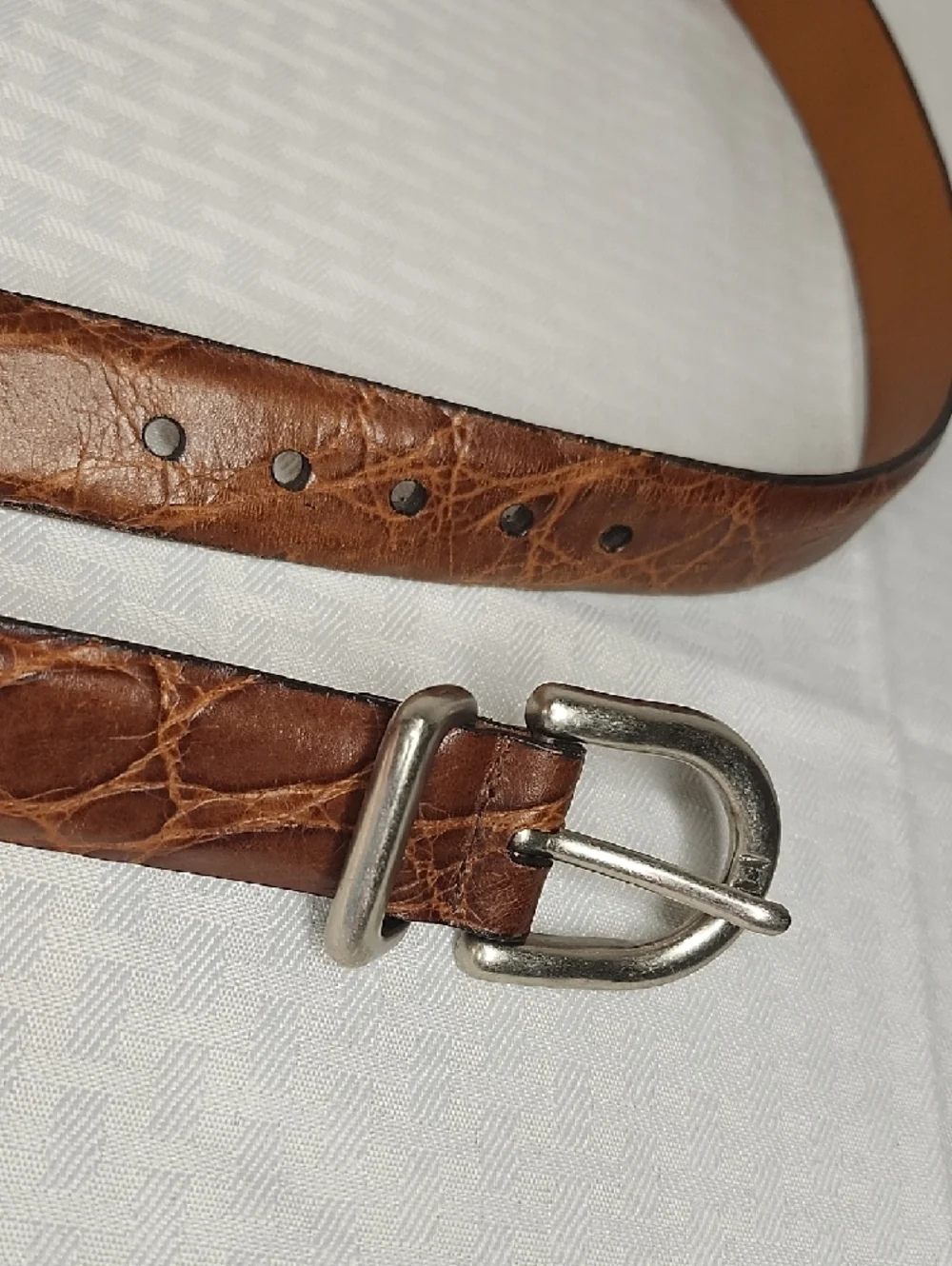 TRAFALGAR Brown Leather Belt Silver Buckle